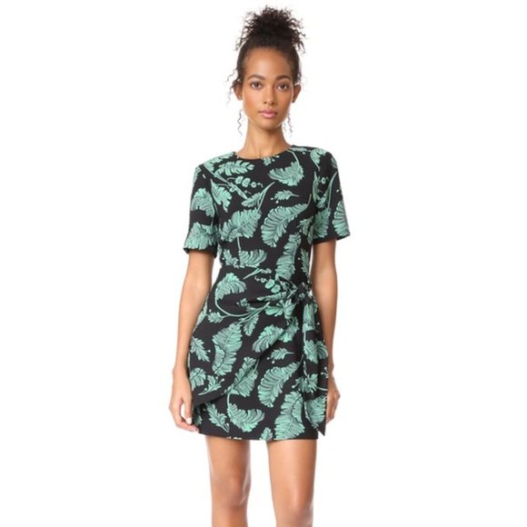 Cinq a Sept Bia Crewneck Tie-side Palm-print Mini Dress - Picture 5 of 6